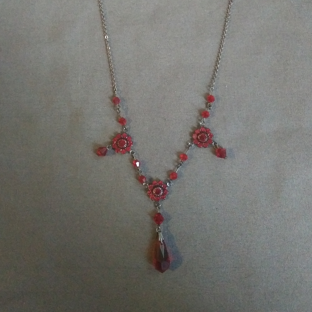 Dark Red Crystal Necklace